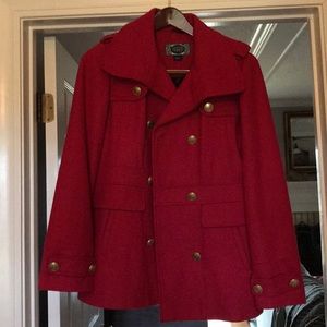 Red pea coat